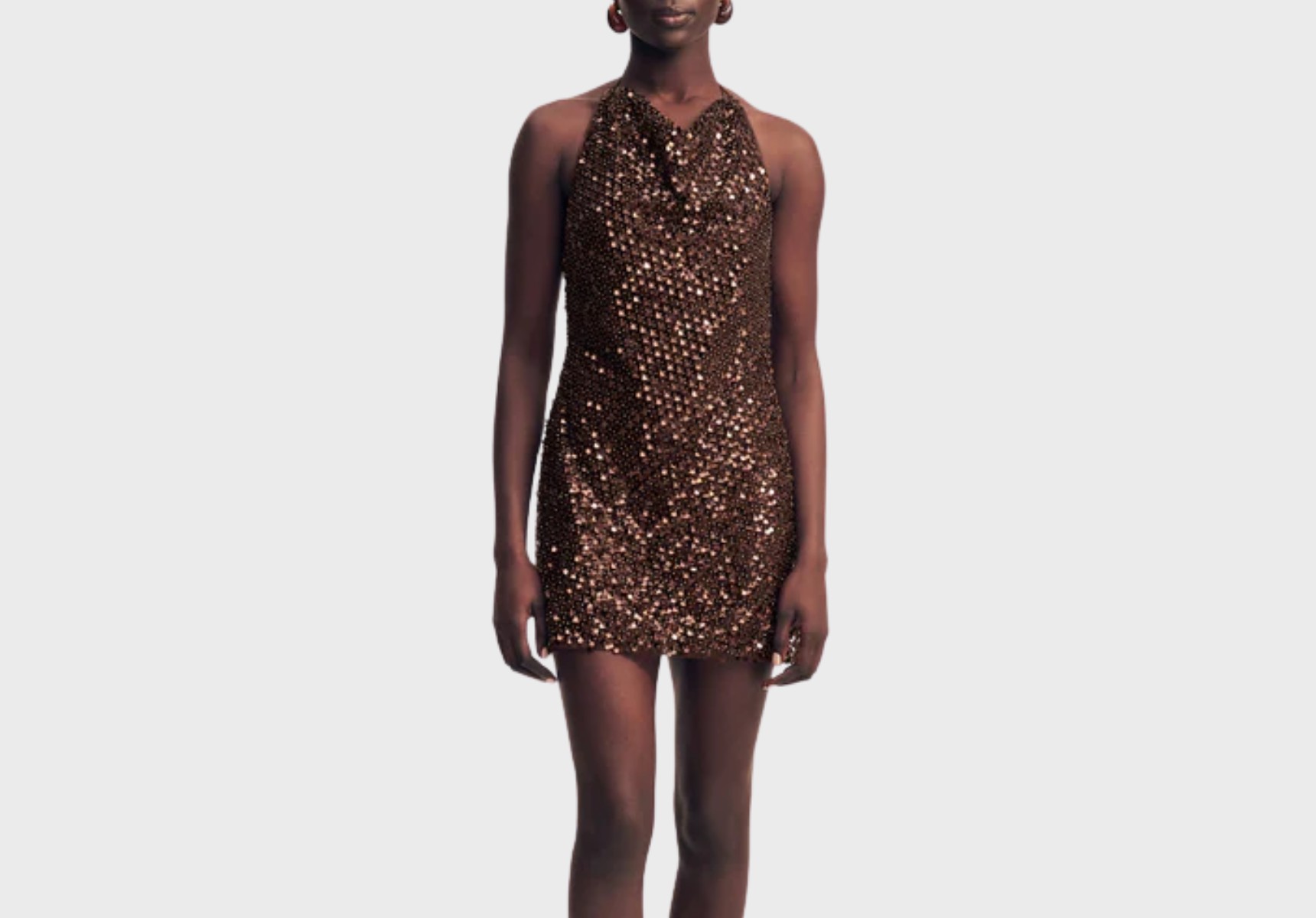 Shona Joy Everley high neck cowl mini dress