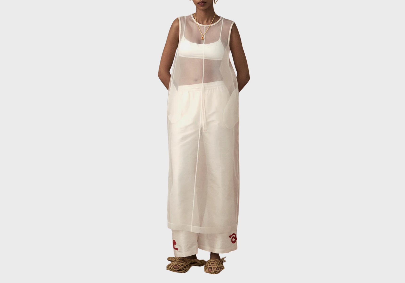 Lucy Folk Lakshmi embroidered silk dress