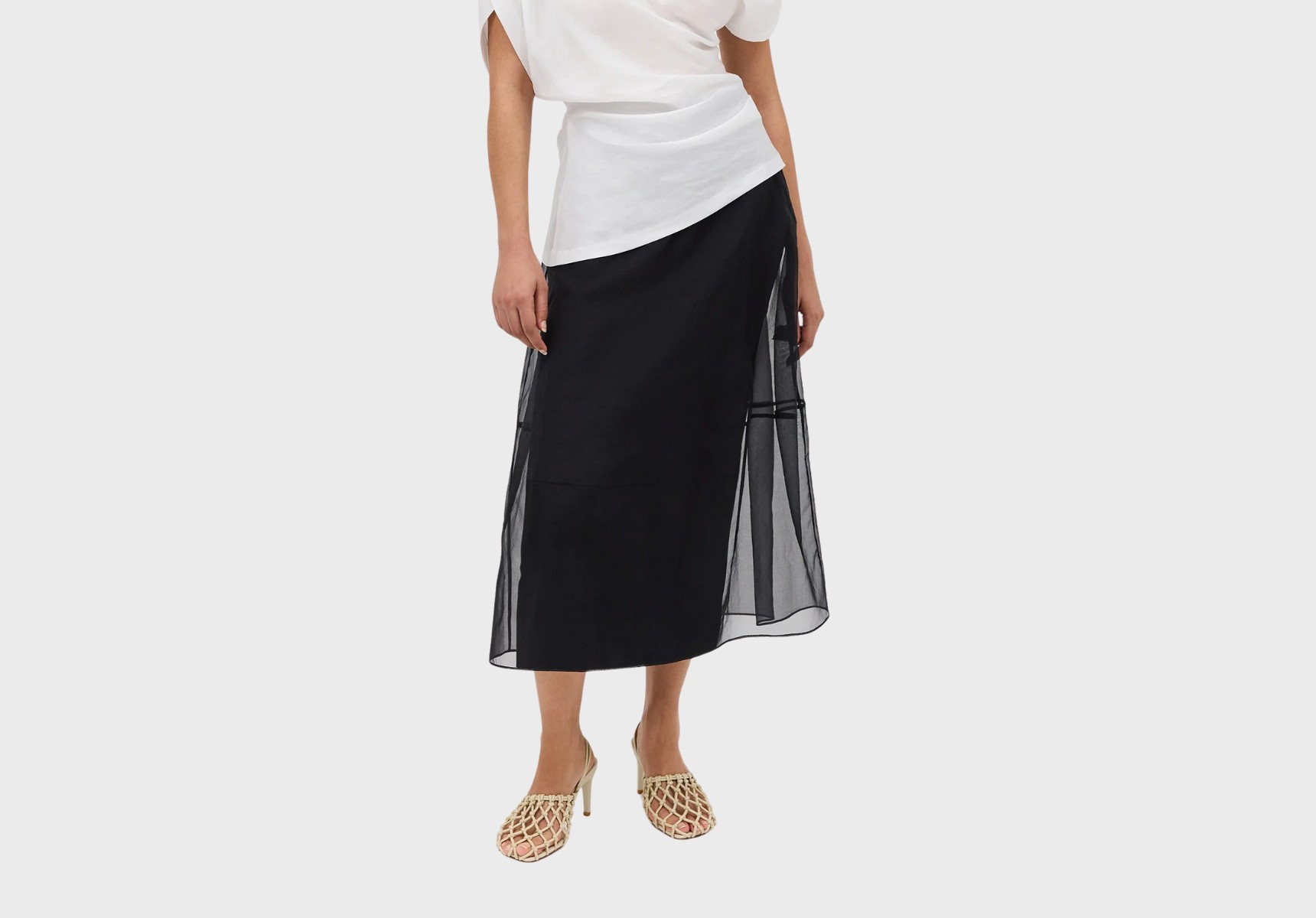 Bianca Spender Black Organza Curvature skirt