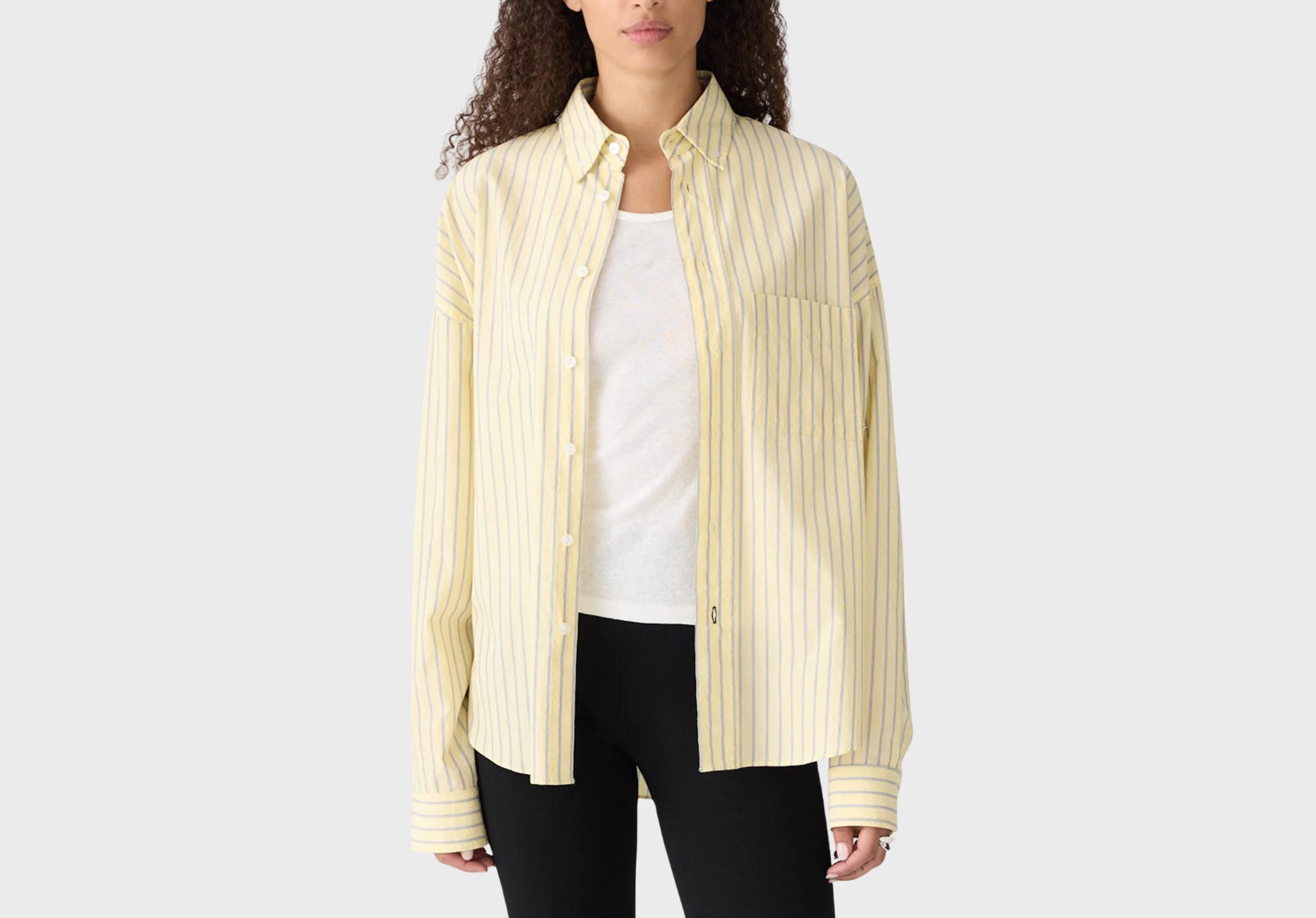 Bassike Soft Yellow Stripe shirt
