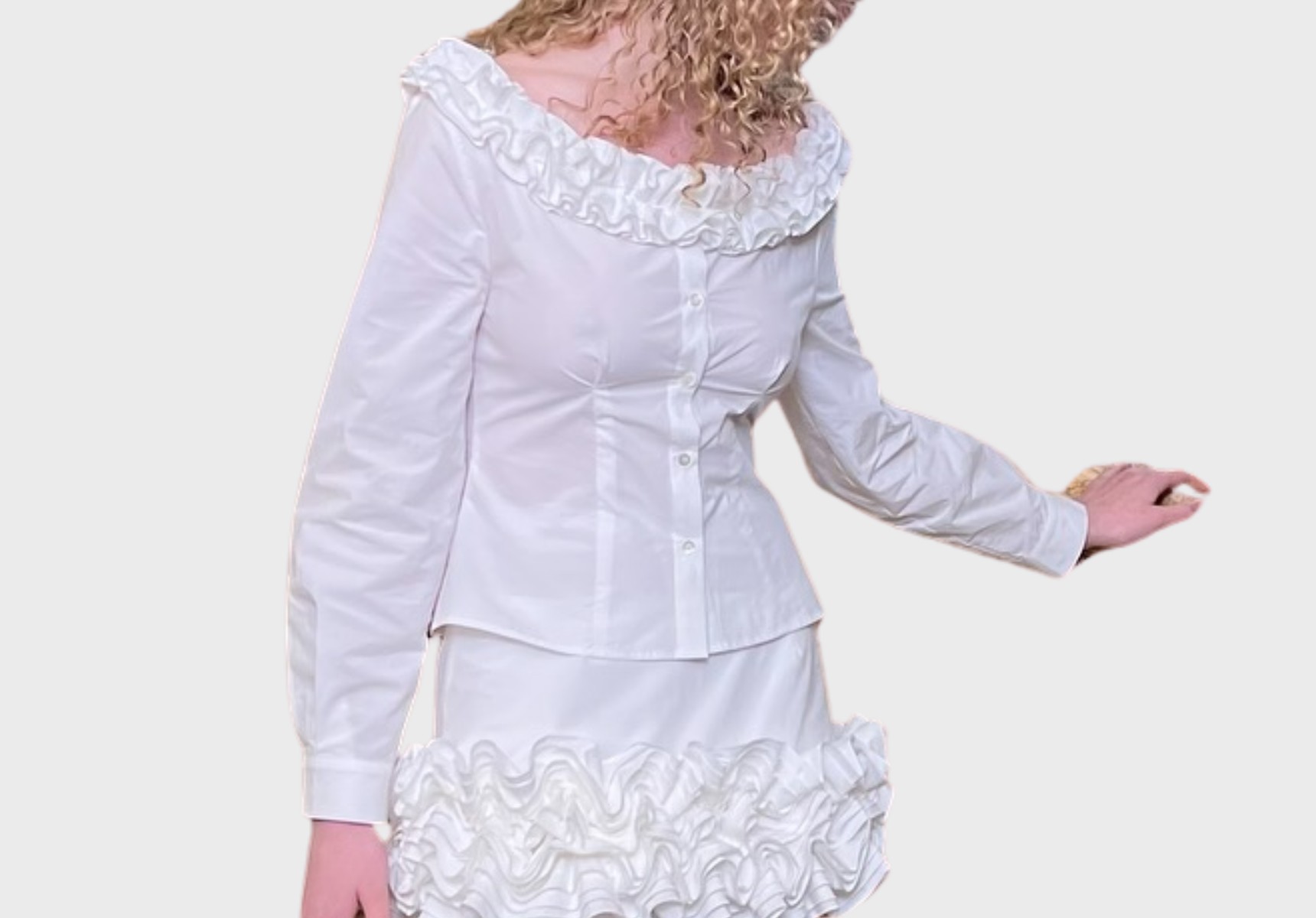 My Mum Made It ruffle neck corset blouse