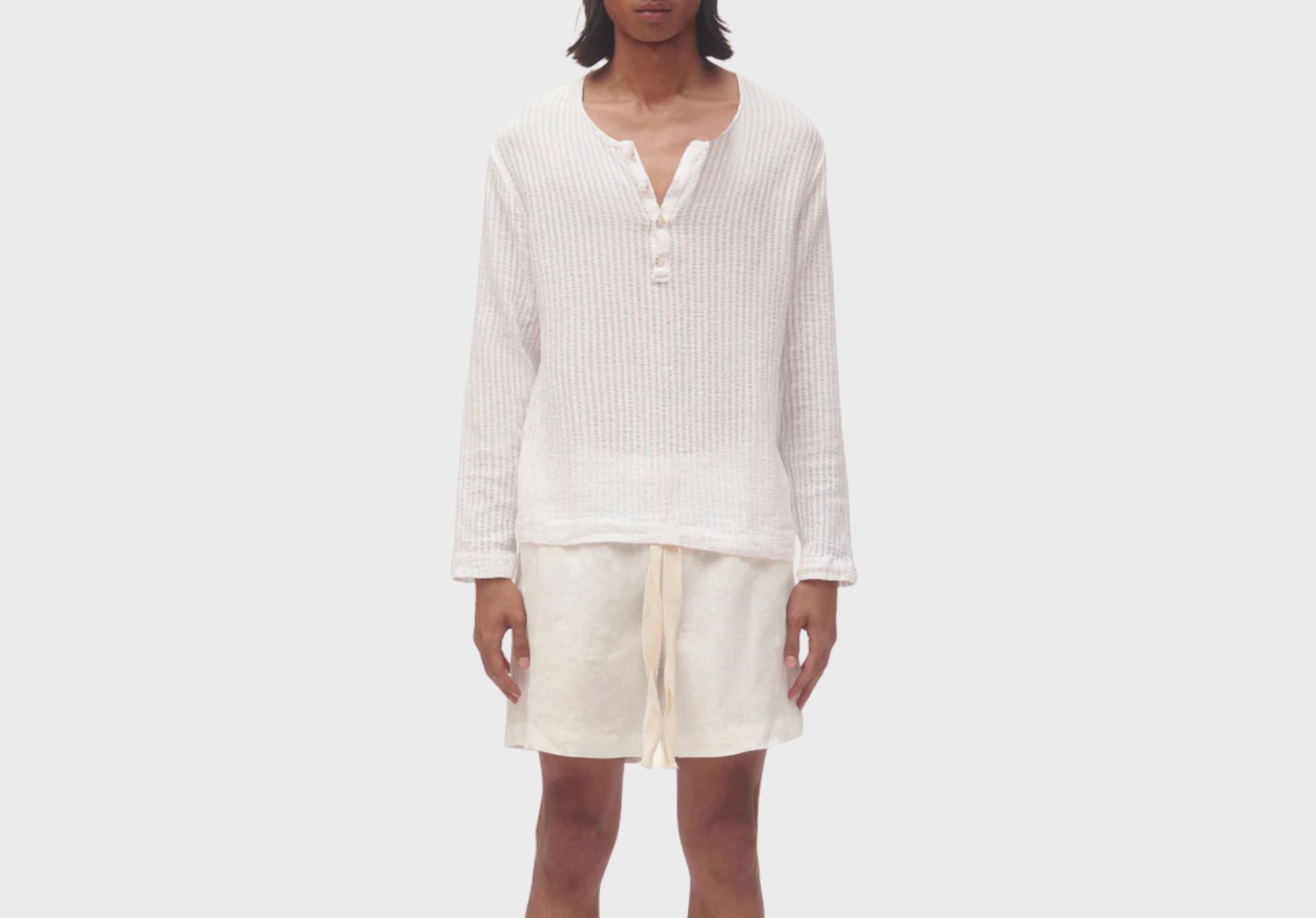 Commas sheer stripe linen henley