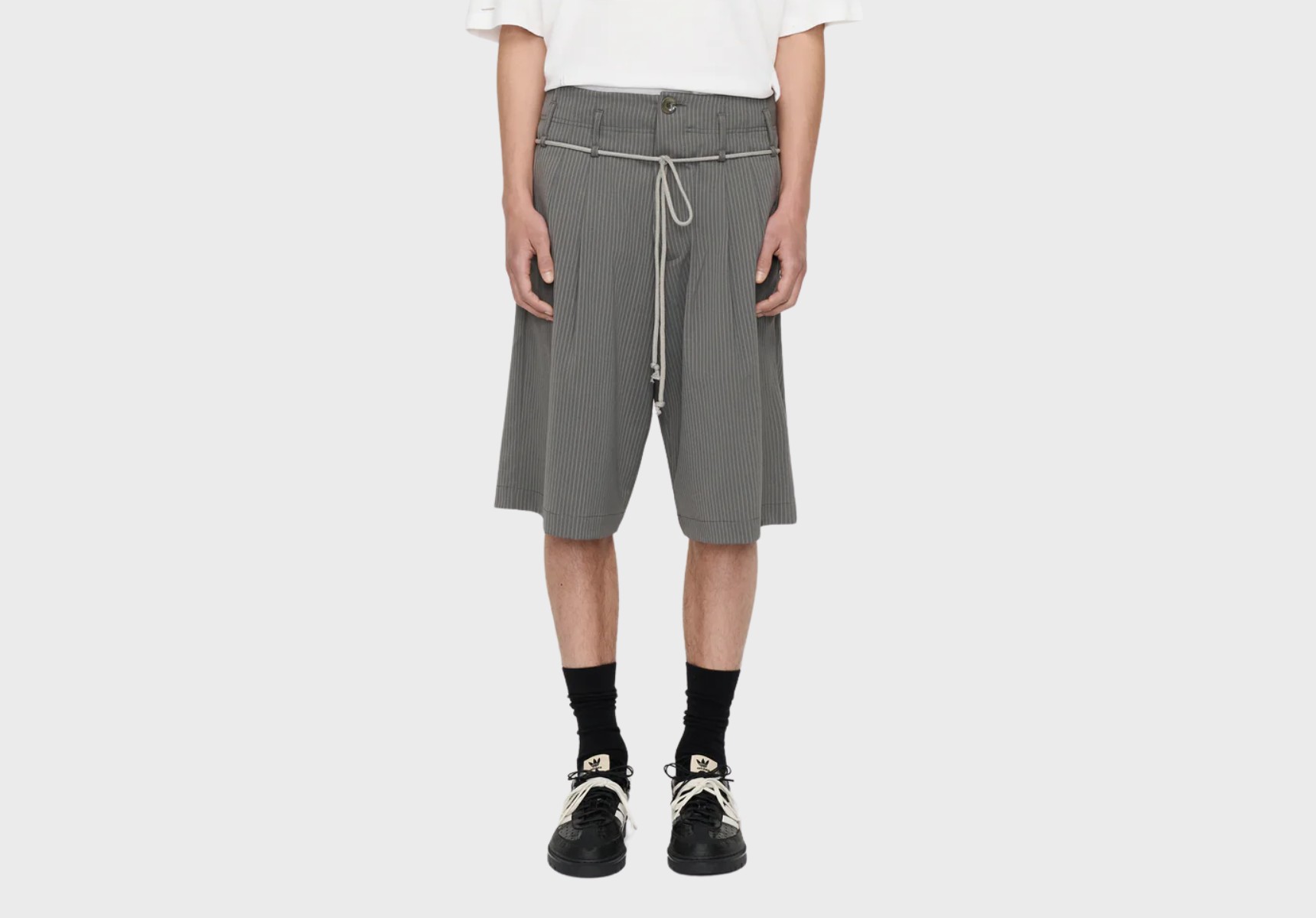 Song for the Mute pinstripe gabardine double-pleated shorts