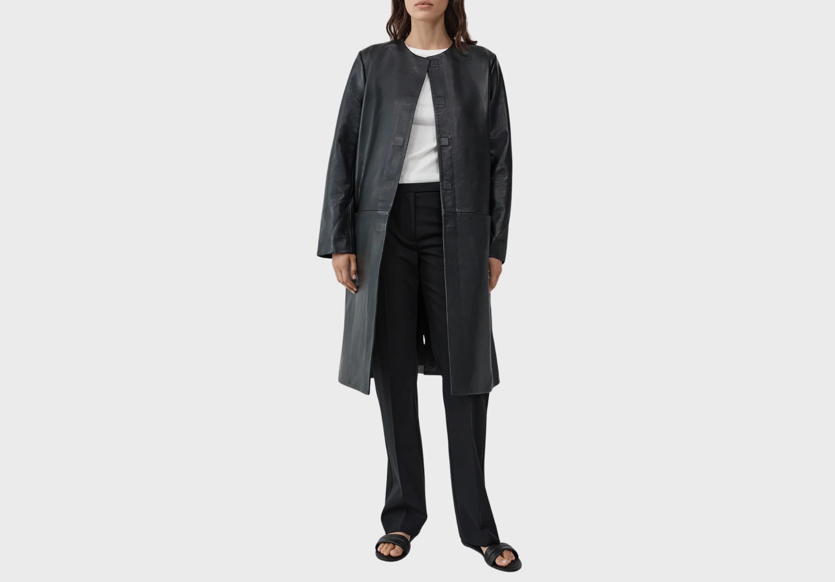 St Agni Leather Minimal coat