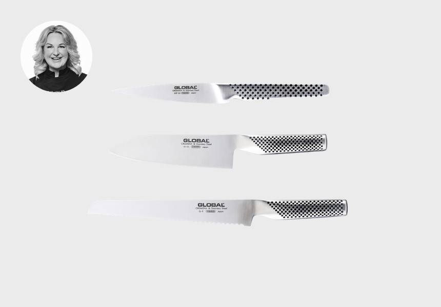 Global Classic utility, Santoku and bread knives