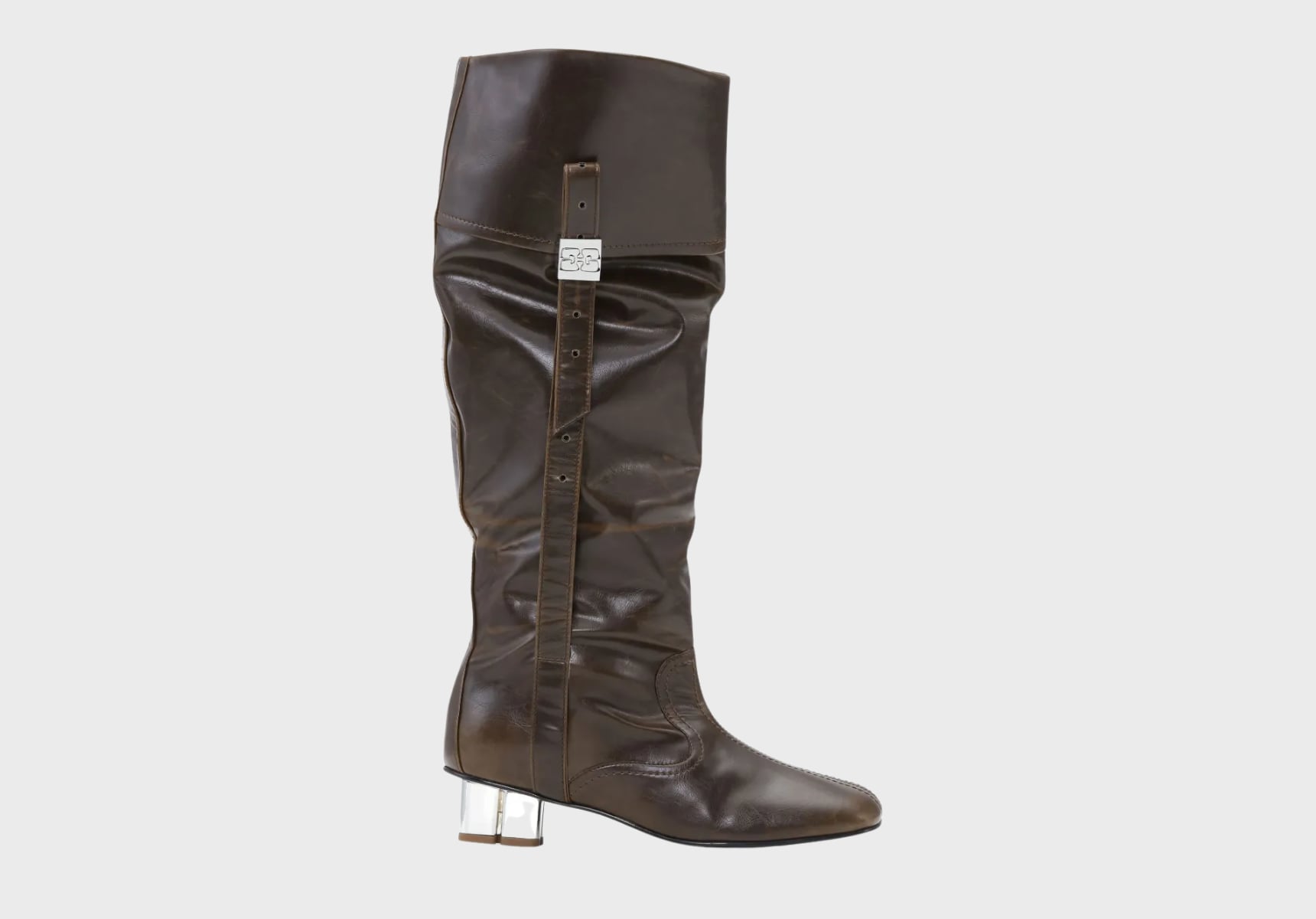 Ganni Slouched knee-high leather boots