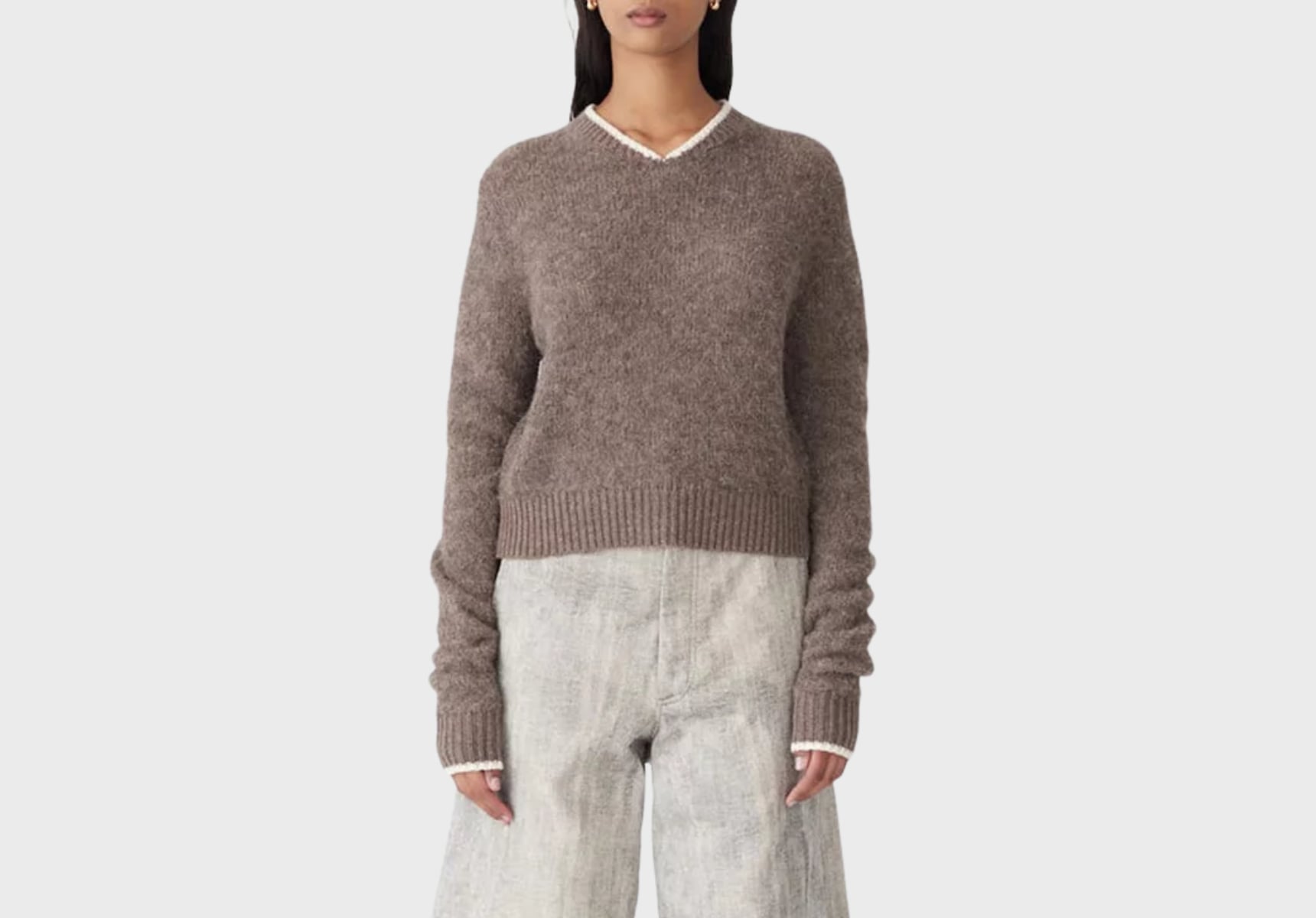 Bassike wool alpaca contrast knit jumper