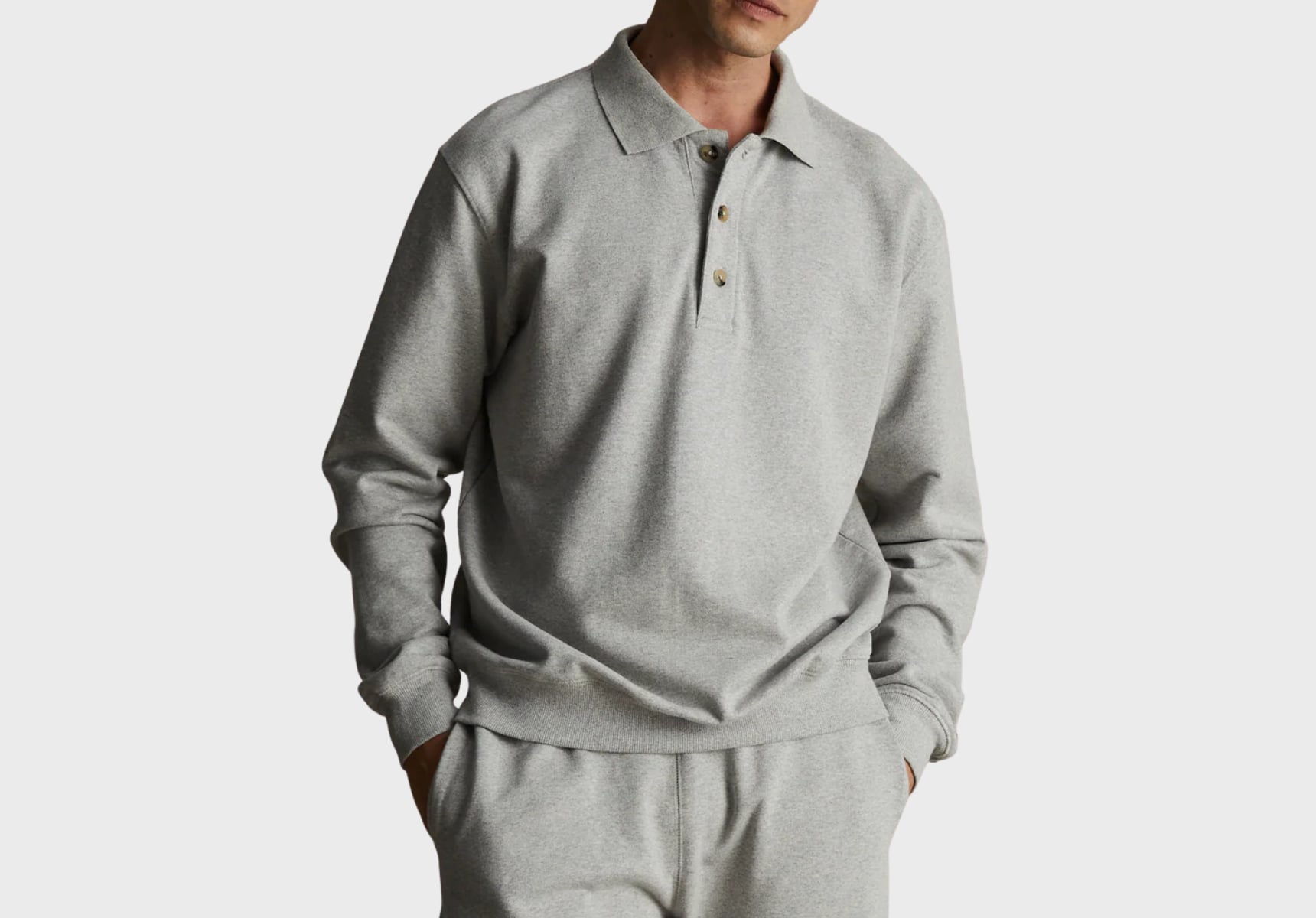 P Johnson grey organic cotton polo sweat