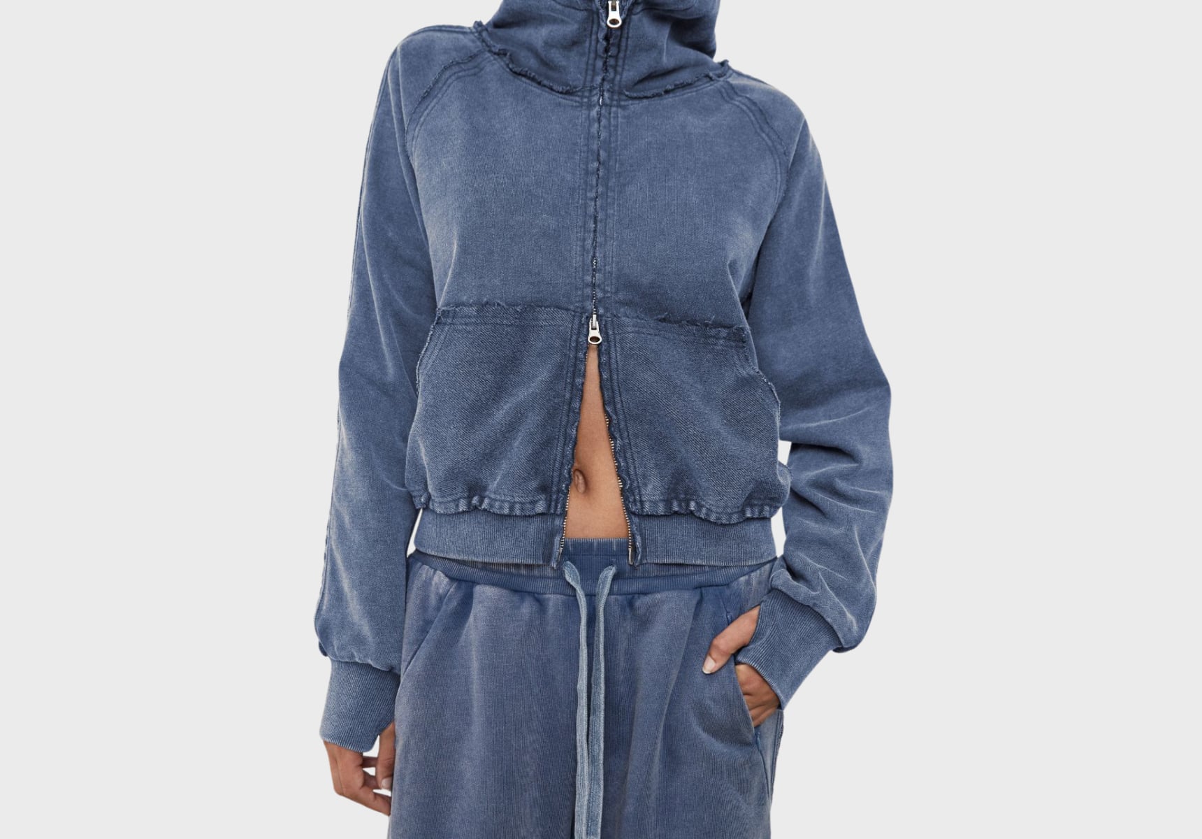 Pinky & Kamal acid wash zip-up hoodie