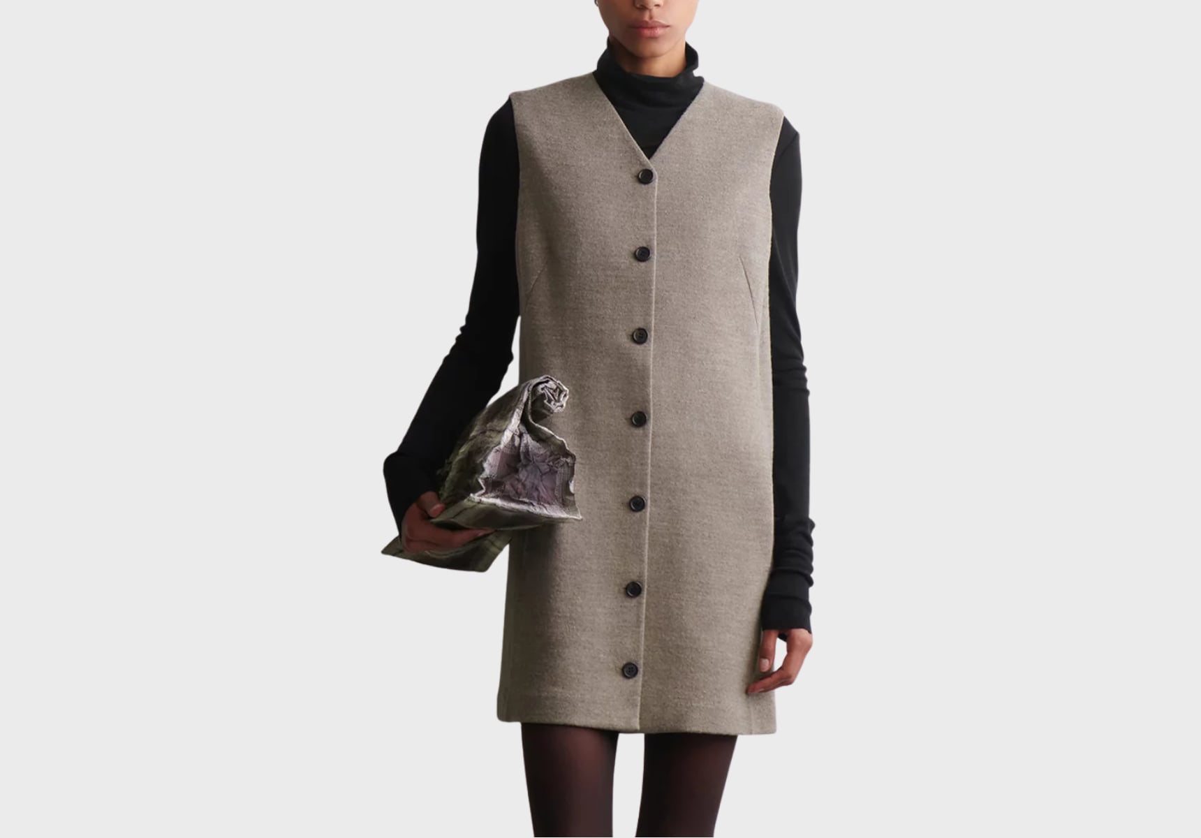 Cos Merino Wool Buttoned Shift minidress