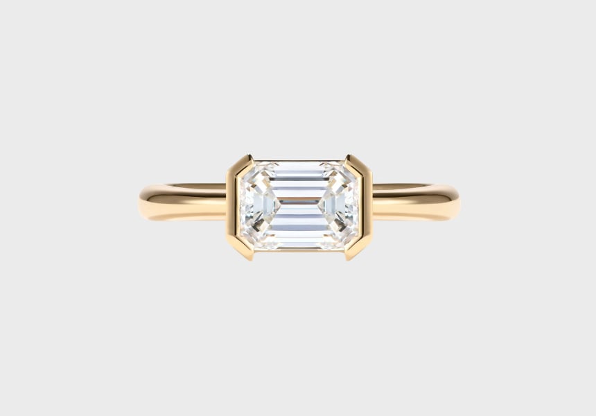 Cushla Whiting Iman Emerald Cut Diamond Solitaire Engagement ring