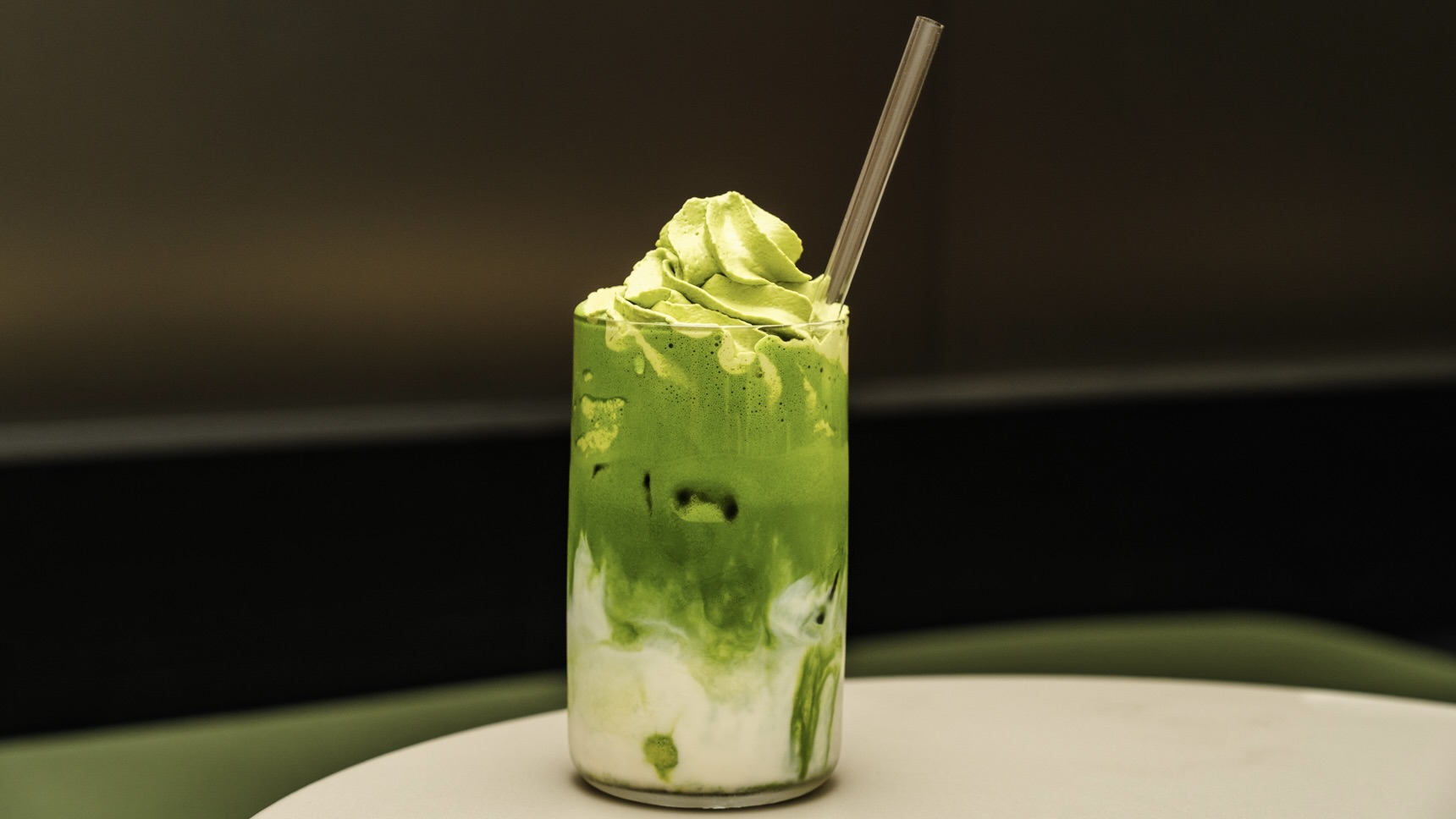 iced oat matcha latte with whipped matcha cream. Photo: Pablo Diaz