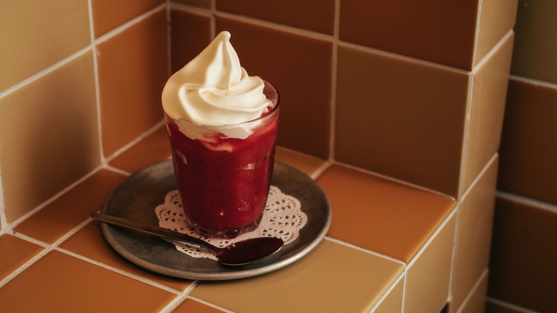 Watermelon granita with soft serve. Photo: Declan Blackall