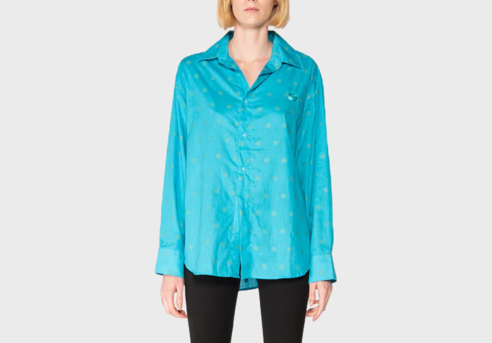 EM on Holiday Polka button up shirt