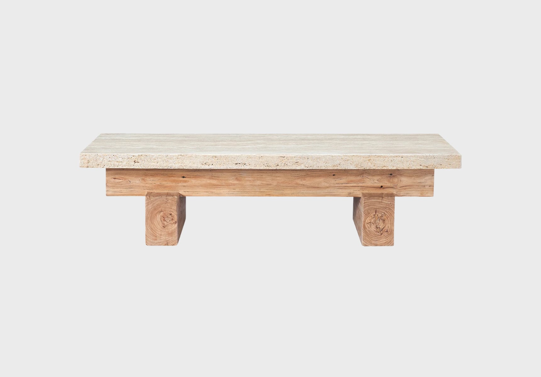 MCM House Travertine Rocco Rectangle Coffee Table