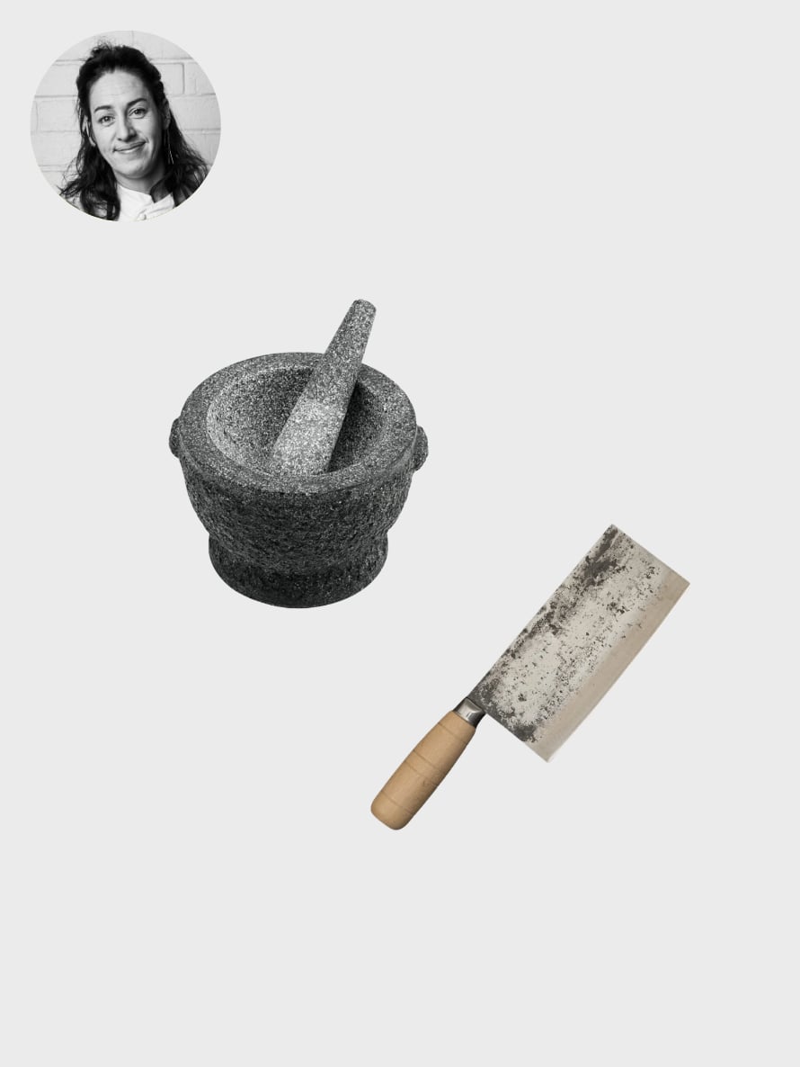 Avanti granite mortar and pestle and Hatsukokoro Sentan knife