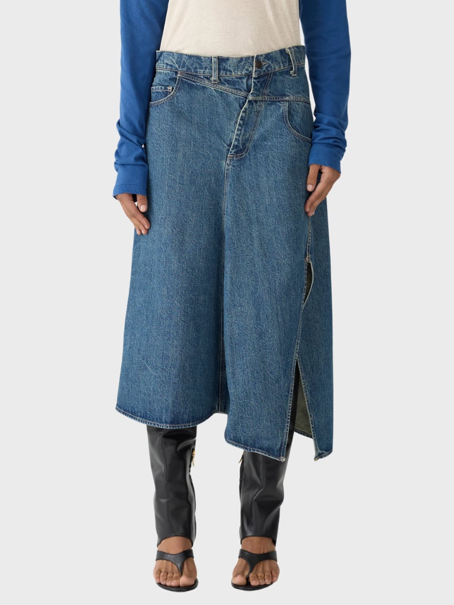 Bassike Asymmetric Split denim skirt