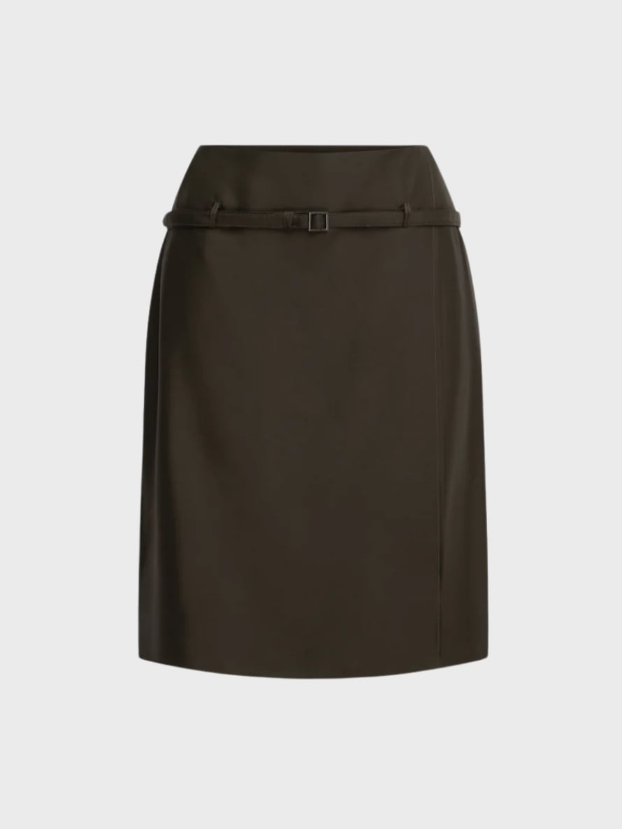 Venroy Silk Twill belted skirt