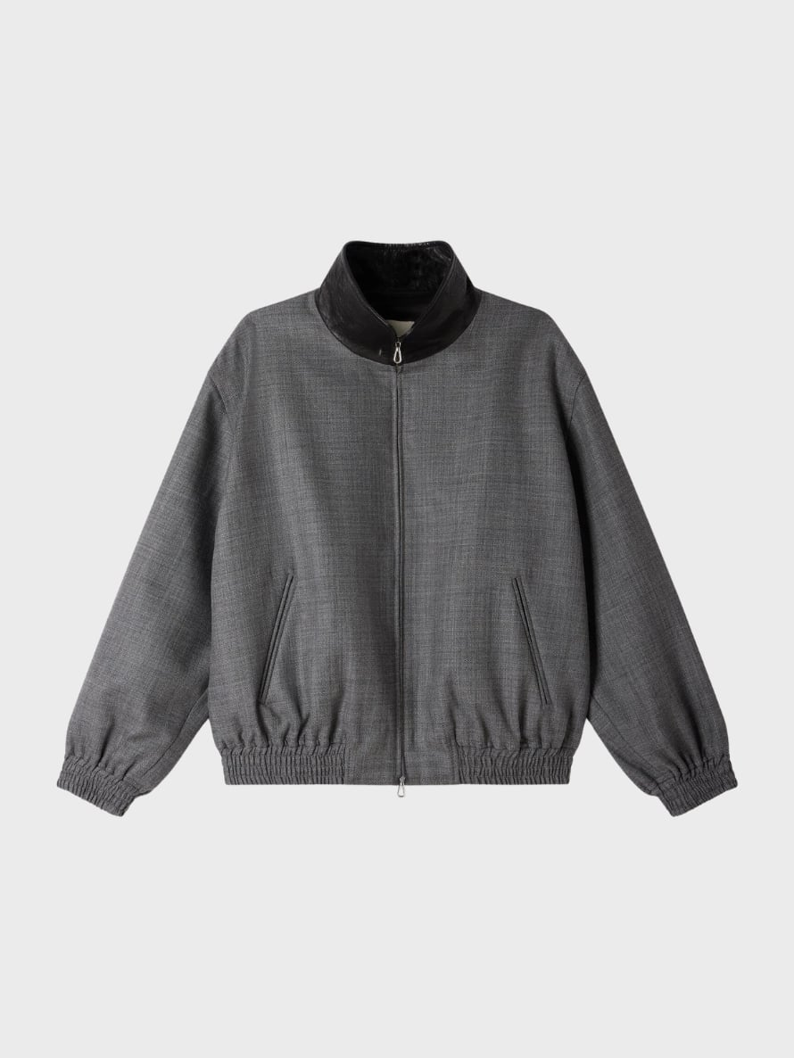 Leather-Collar Wool jacket