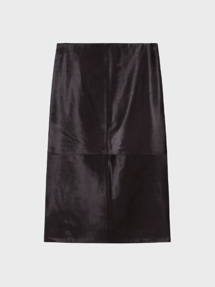 Courtney Zheng Jeanne pony hair midiskirt