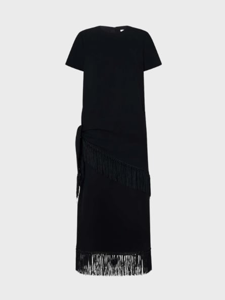 Oroton Fringe detail crepe dress