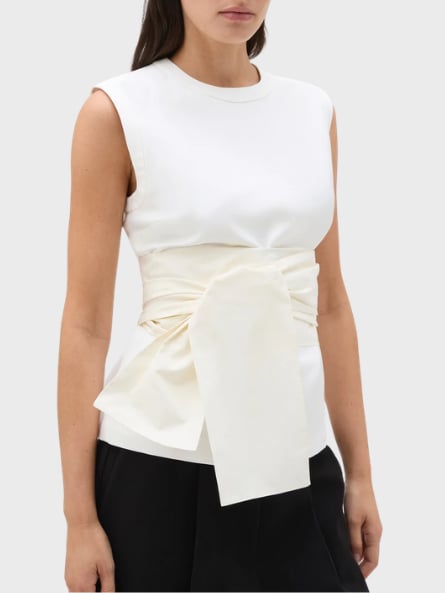 Oroton Contrast tie detail shell