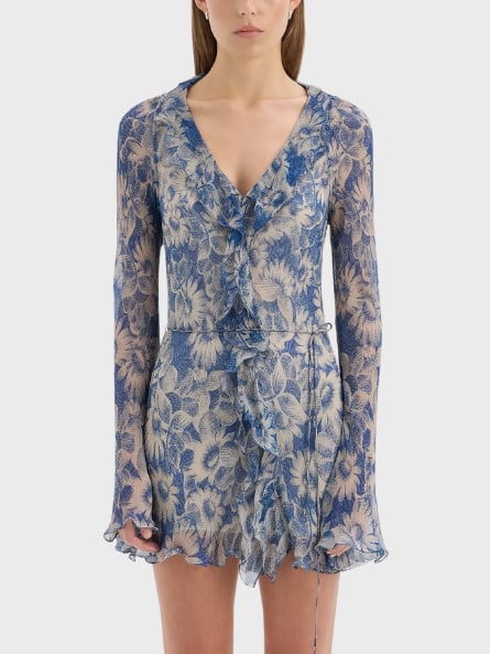 Sir Lilia ruffle long-sleeve minidress
