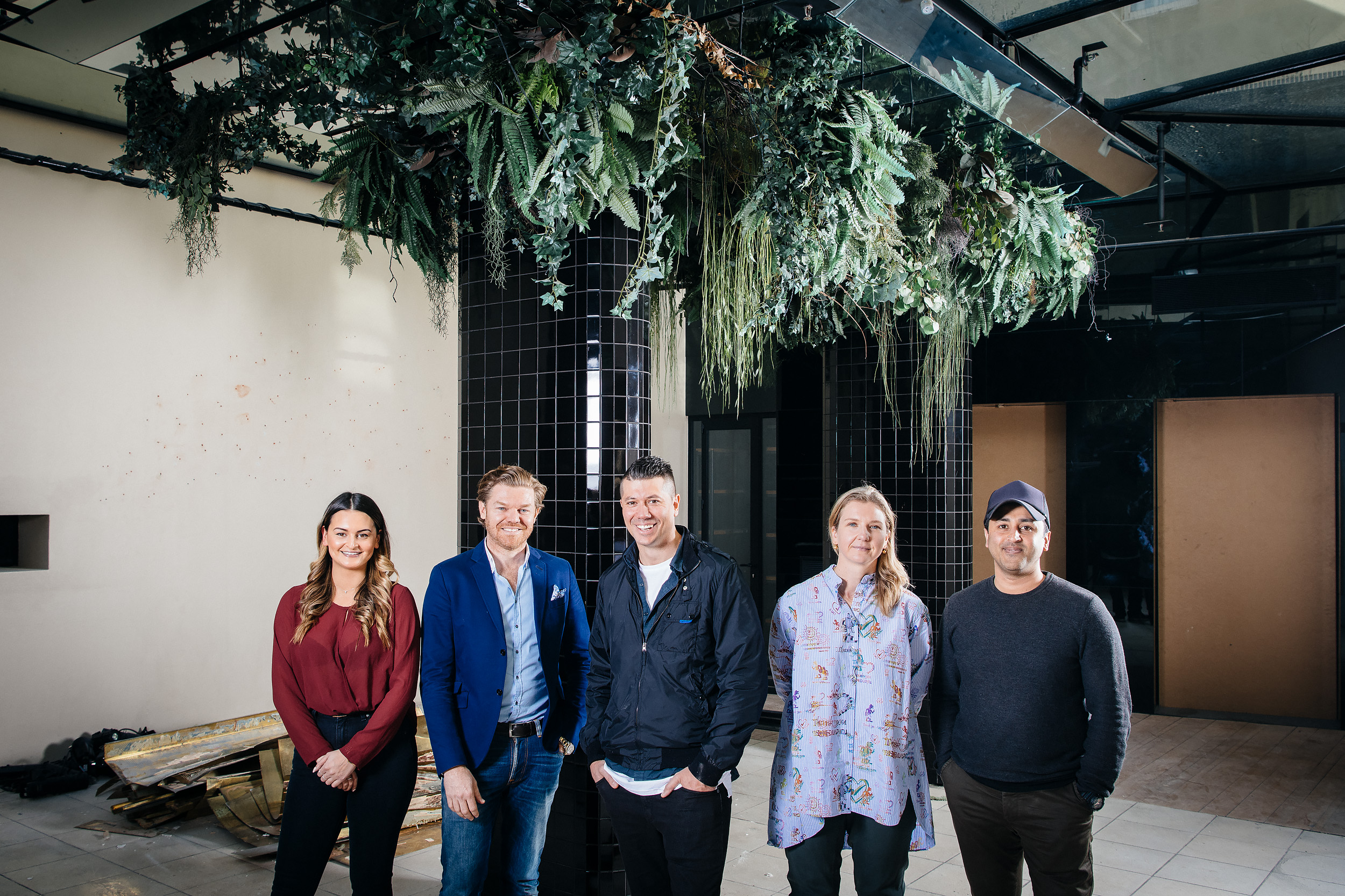 A New Era at The Prince: operations manager Jess Harker, owner Andrew Ryan, chef Dan Hawkins, designer Iva Foschia and general manager Reg Lodewyke.
