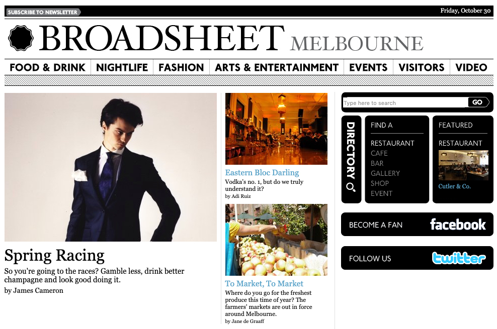 broadsheet.com.au出现在2009年10月。