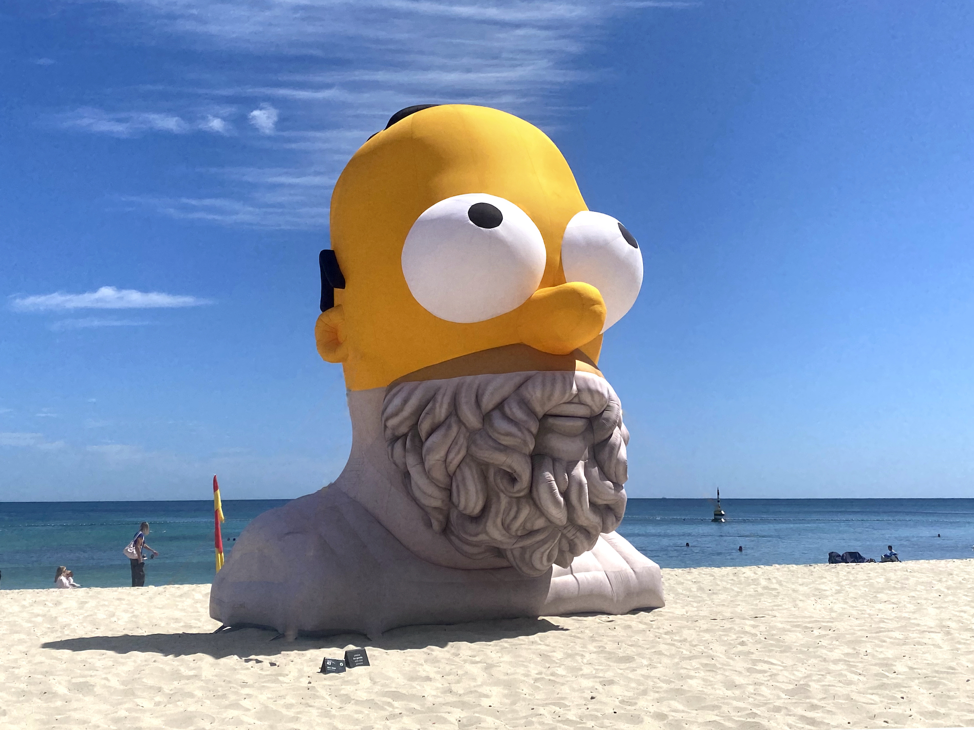 Homer Simpson Meets the Ancient Greek Poet Homer at Sydneys Other Art  Fair, in a Playful New Sculpture Thats Like a Meme Come to Life