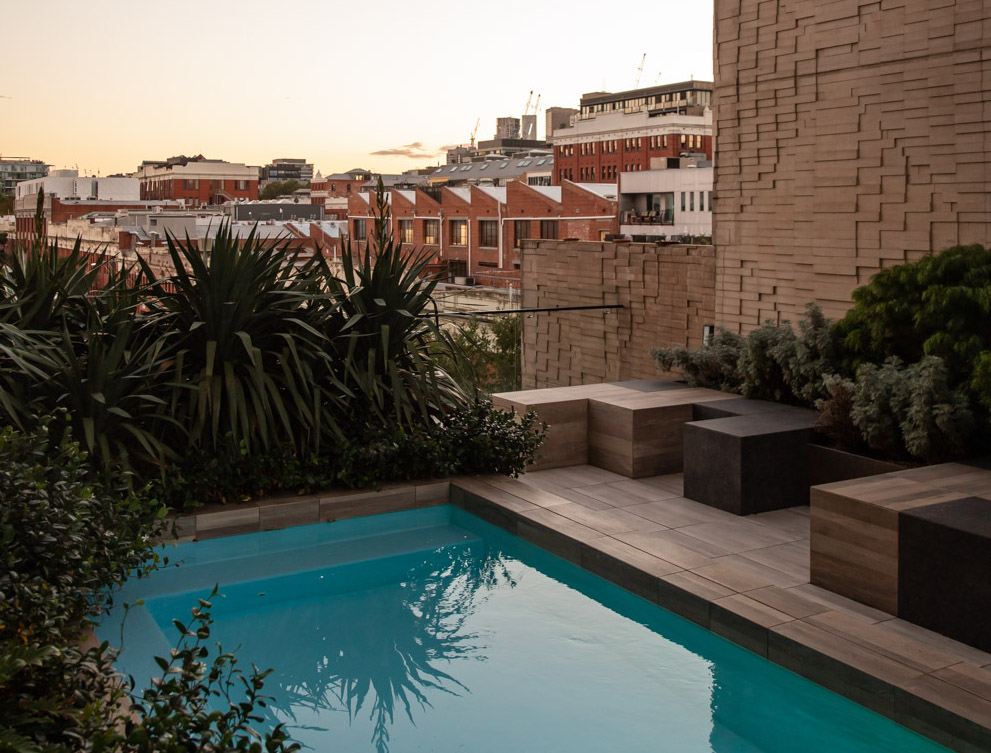 The rooftop pool at Revel & Hide in Collingwood, Melbourne