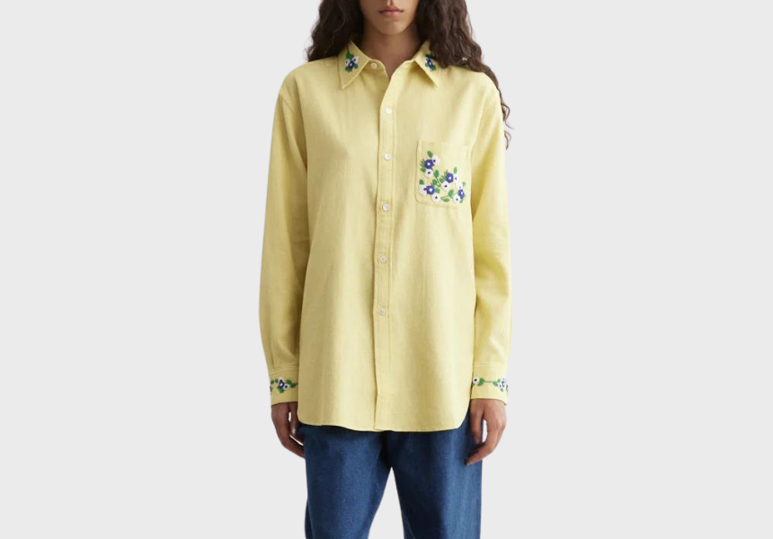 Bode Beaded Chicory shirt