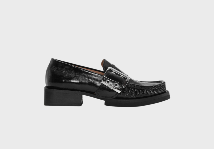 Ganni Black Feminine Buckle loafer