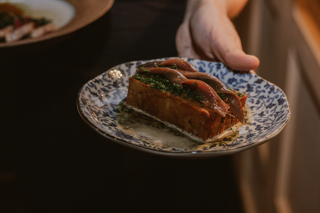 40 Res' Potato with burnt butter and anchovies.