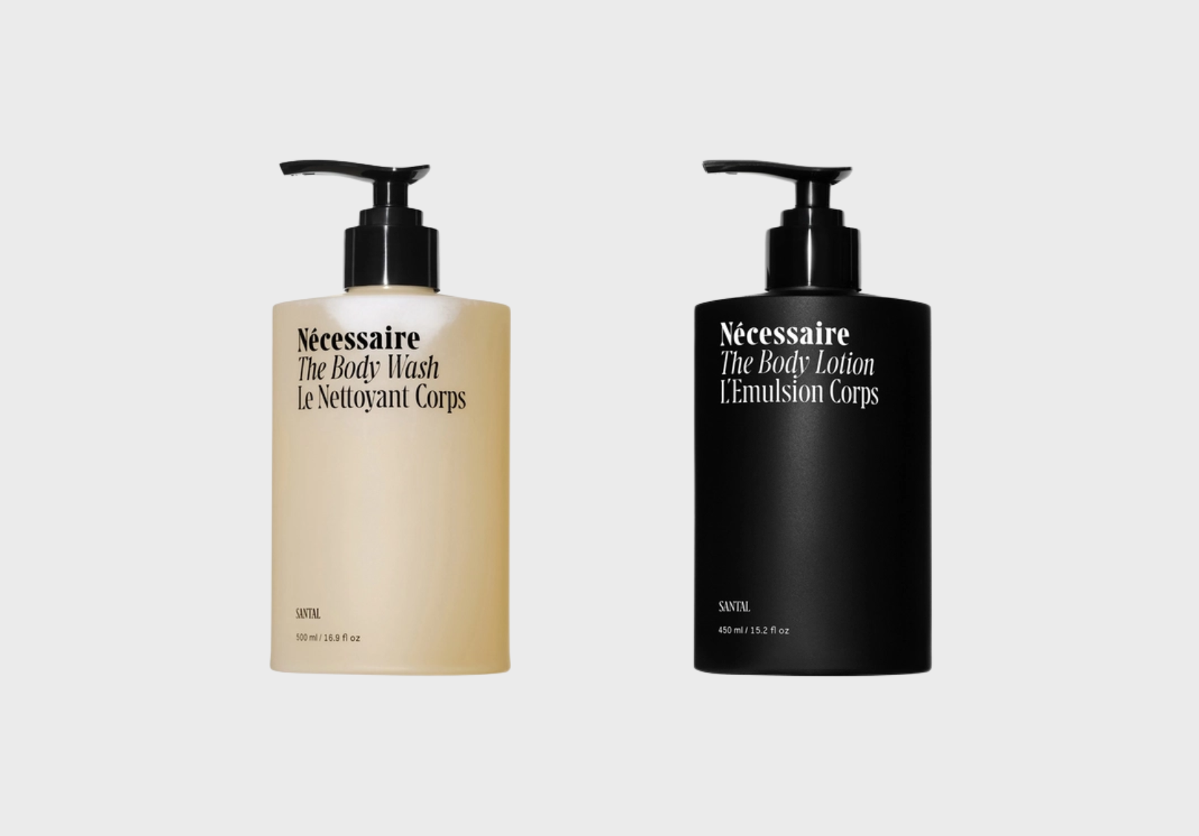 Necessaire Santal body wash and lotion