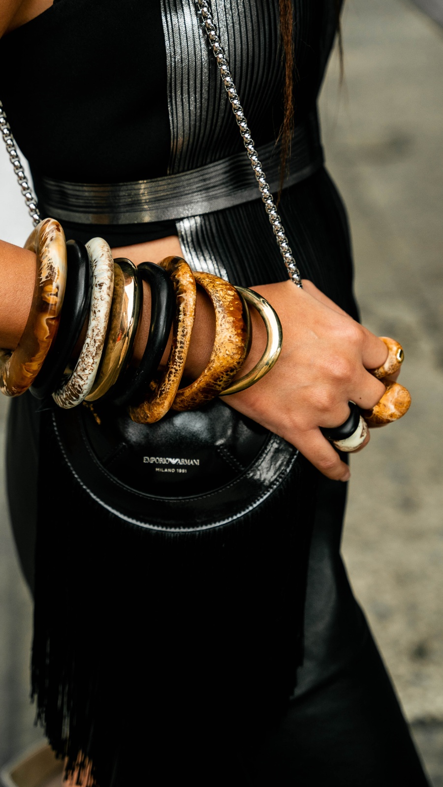 Fleur has Sydney label Dinosaur Designs bangles and rings piled on high. If in doubt, add more. Photo: Liana Hardy