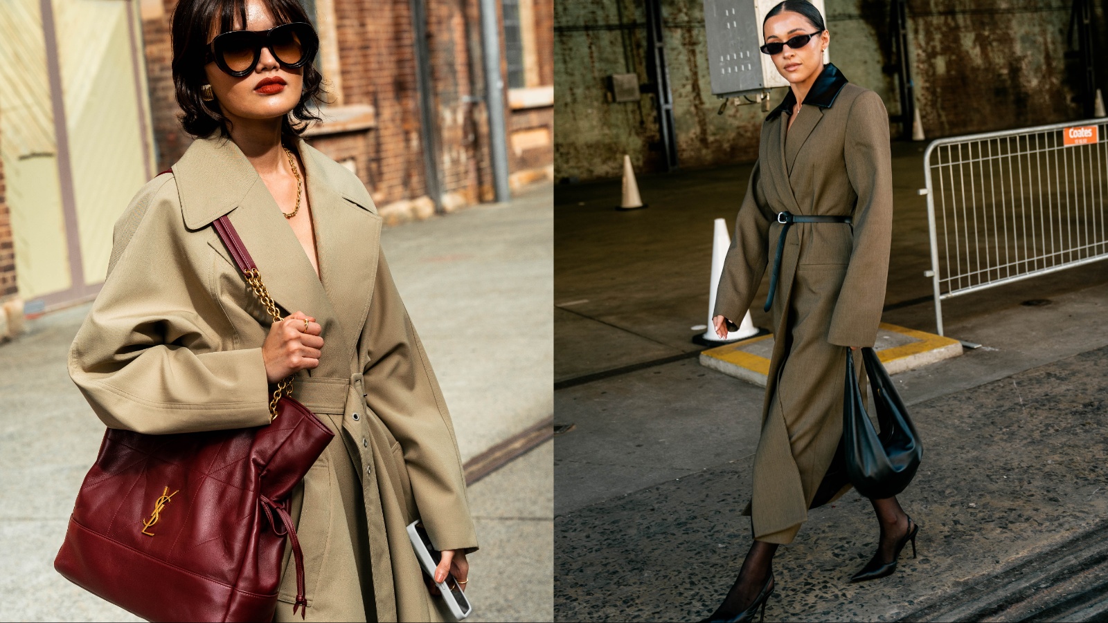 Battle of the beige-ish coat. Ariana and Jamie let a cinched waist and a pair of sunglasses do the talking. Photo: Liana Hardy