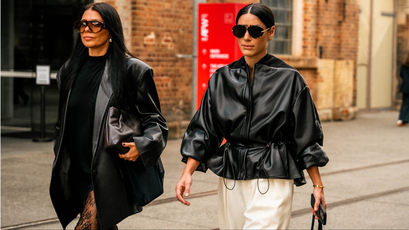 Incognito in black leather and oversized sunnies. It’s the unofficial uniform for fashion week. Photo: Liana Hardy